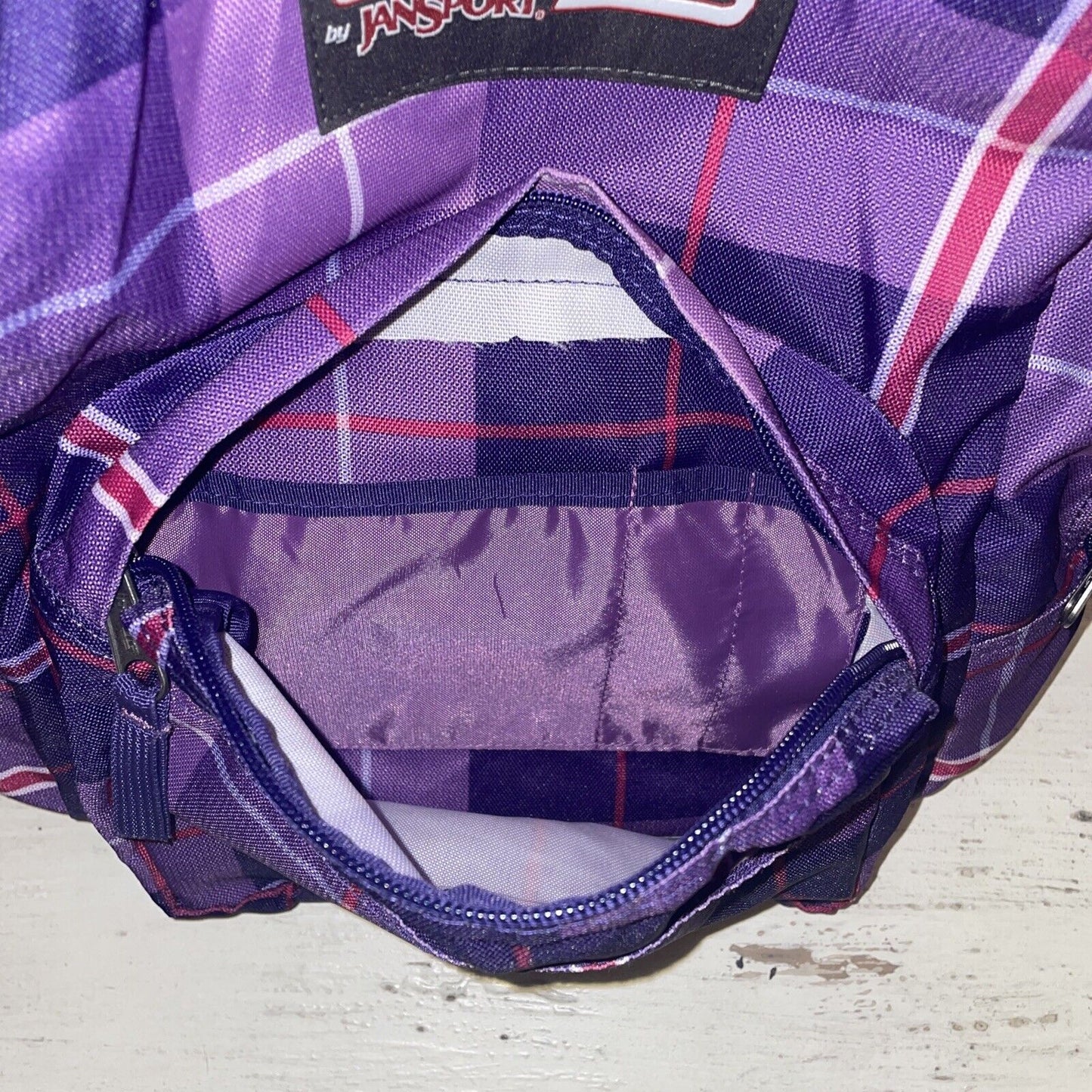 Trans by JanSport Purple Checkered Backpack - Perfect for School or Travel