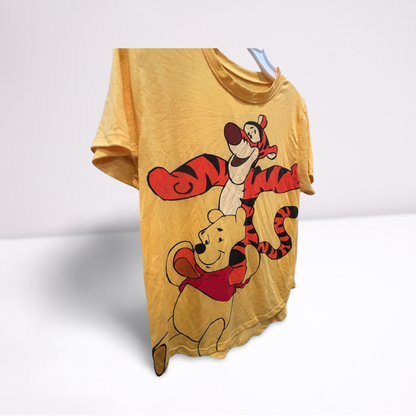 Disney Girls Youth Large Yellow Winnie the Pooh & Tigger Graphic T-Shirt