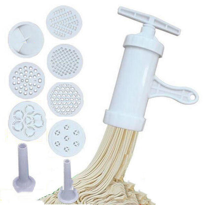 Manual Noodle Maker: Press Pasta Maker Machine with 5 Pressing Molds - Crank Cutter Cookware for Making Spaghetti