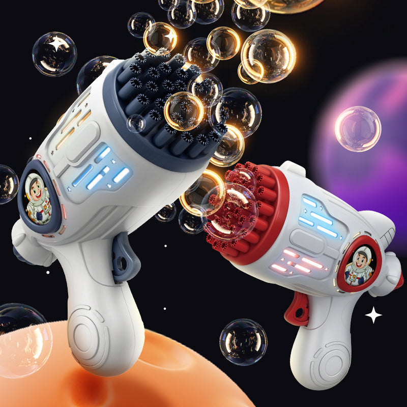 Pistola de burbujas de jabón eléctrica automática de 32 hoyos-máquina de burbujas de cohete-portátil, interior, exterior, fiesta de cumpleaños y más