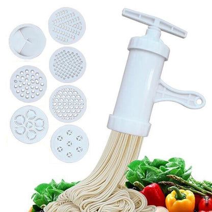 Manual Noodle Maker: Press Pasta Maker Machine with 5 Pressing Molds - Crank Cutter Cookware for Making Spaghetti