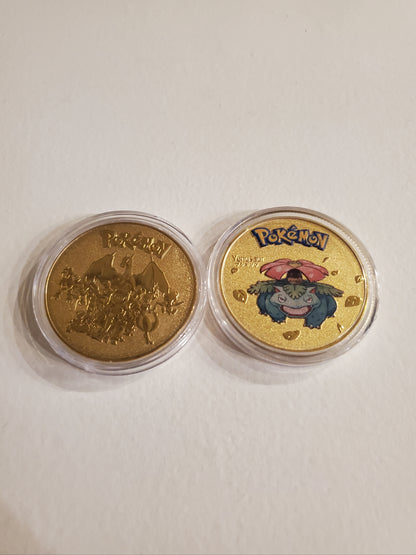 Classic Pokemon Full Metal Gold Coins (heavy), Set of 8 - New w/ protectors