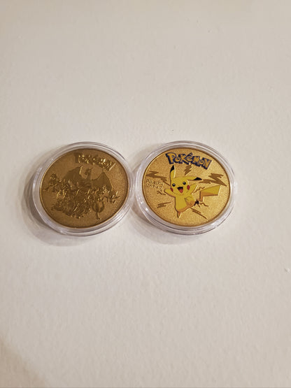 Classic Pokemon Full Metal Gold Coins (heavy), Set of 8 - New w/ protectors