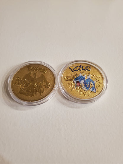 Classic Pokemon Full Metal Gold Coins (heavy), Set of 8 - New w/ protectors