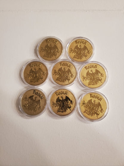 Classic Pokemon Full Metal Gold Coins (heavy), Set of 8 - New w/ protectors