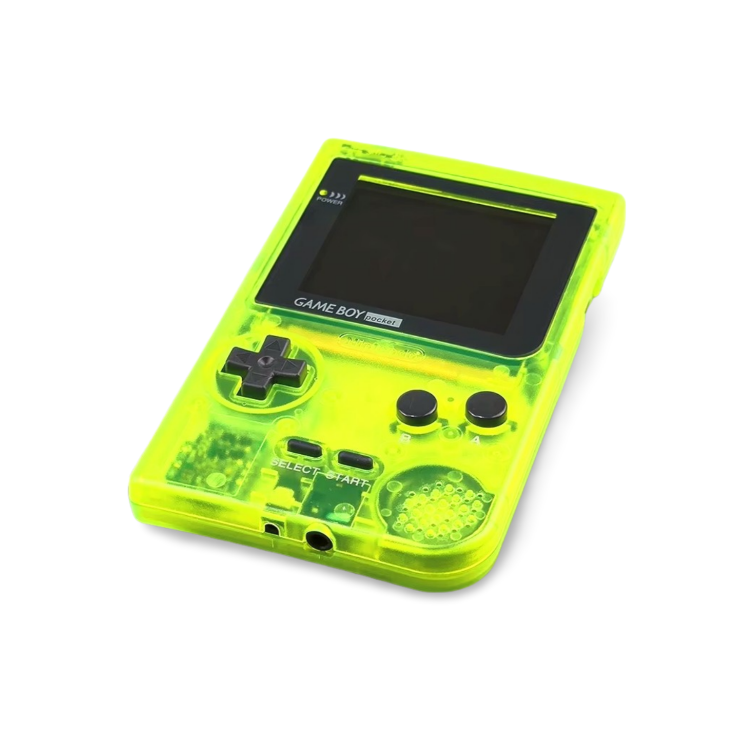 Nintendo Game Boy Pocket Transparent Neon Green Enhanced IPS Screen Mod High Resolution