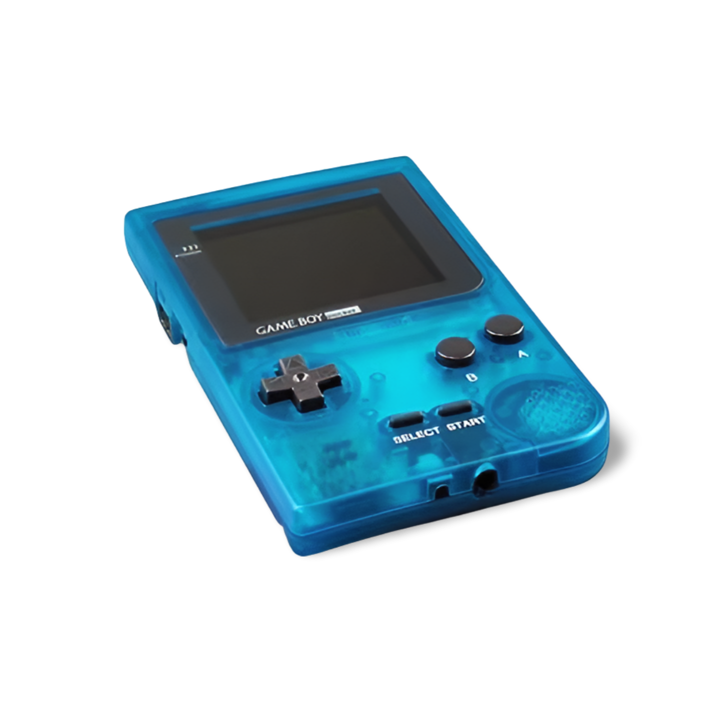 Nintendo Game Boy Pocket Transparent Blue Enhanced IPS Screen Mod High Resolution