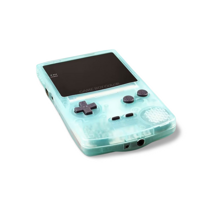 Nintendo Game Boy Color Console Transparent Ice Blue Limited Edition Custom Backlit Enhanced IPS Screen Mod High Resolution