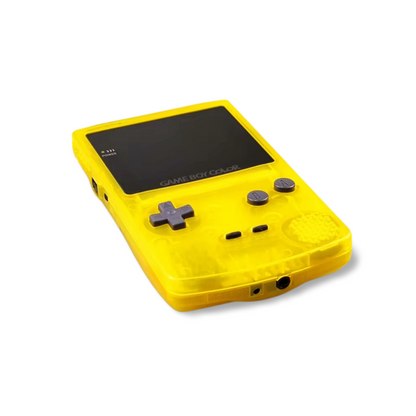 Nintendo Game Boy Color Console Transparent Yellow Limited Edition Custom Backlit Enhanced IPS Screen Mod High Resolution