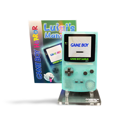 Nintendo Game Boy Color Console Transparent Ice Blue Limited Edition Custom Backlit Enhanced IPS Screen Mod High Resolution