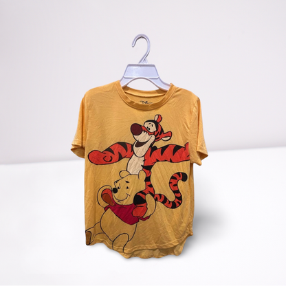 Disney Girls Youth Large Yellow Winnie the Pooh & Tigger Graphic T-Shirt