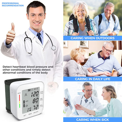 Accurate Wrist Blood Pressure Monitor: Large LCD Display, Adjustable Cuff - 90x2 Sets Memory, Perfect for Home Use