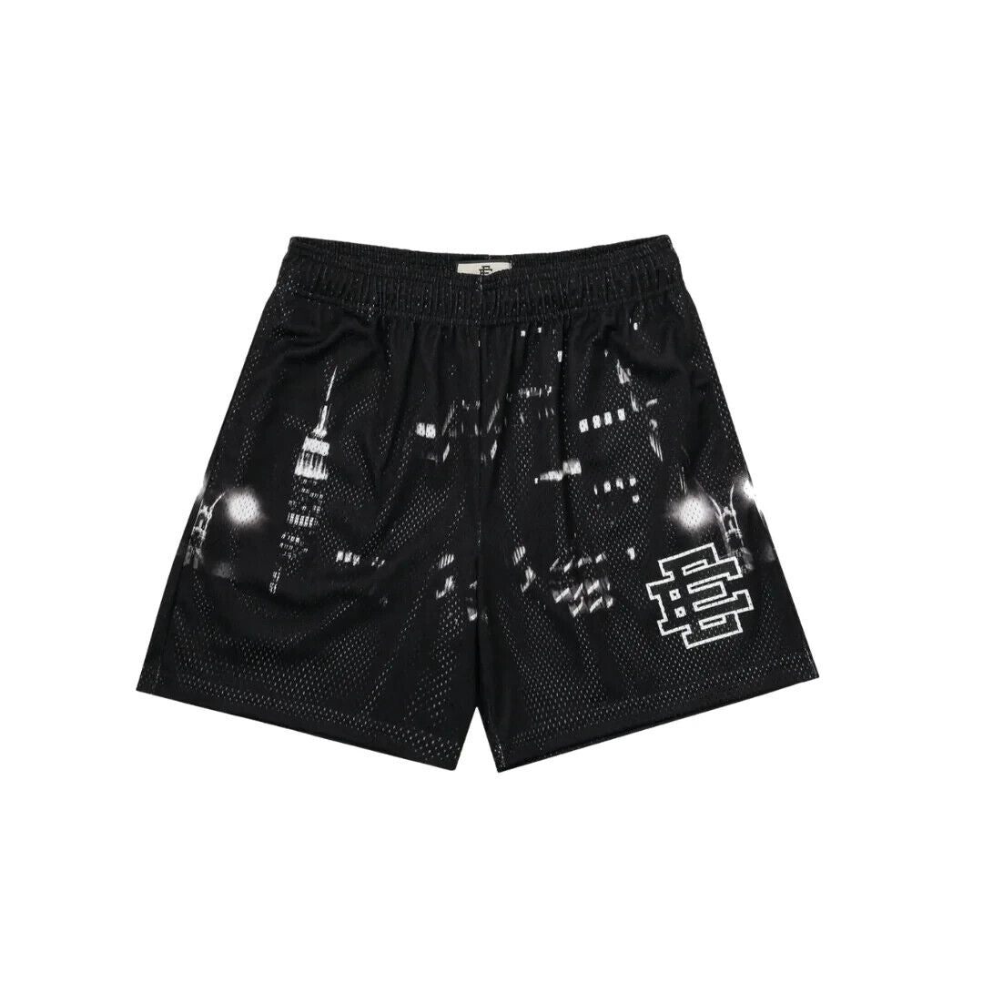 Eric Emanuel EE Basic Shorts Black Skyline Lights Mens Athletic Shorts Sizes Multiple Sizes