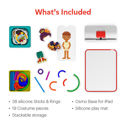 Osmo - Little Genius Starter Kit for iPad & iPhone - 4 Hands-On Learning Games - Ages 3-5 - Problem Solving, Phonics & Creativity (Osmo iPad Base Included), Multicolor