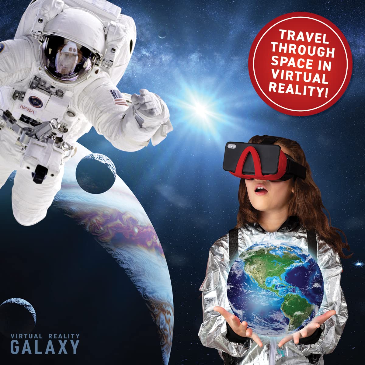 Abacus Brands Virtual Reality Galaxy - Illustrated Interactive VR Book and STEM Learning Activity Set