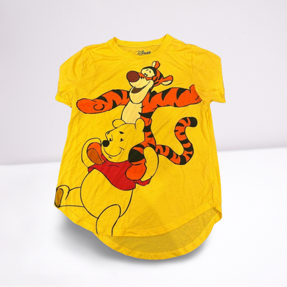 Disney Girls Youth Large Yellow Winnie the Pooh & Tigger Graphic T-Shirt