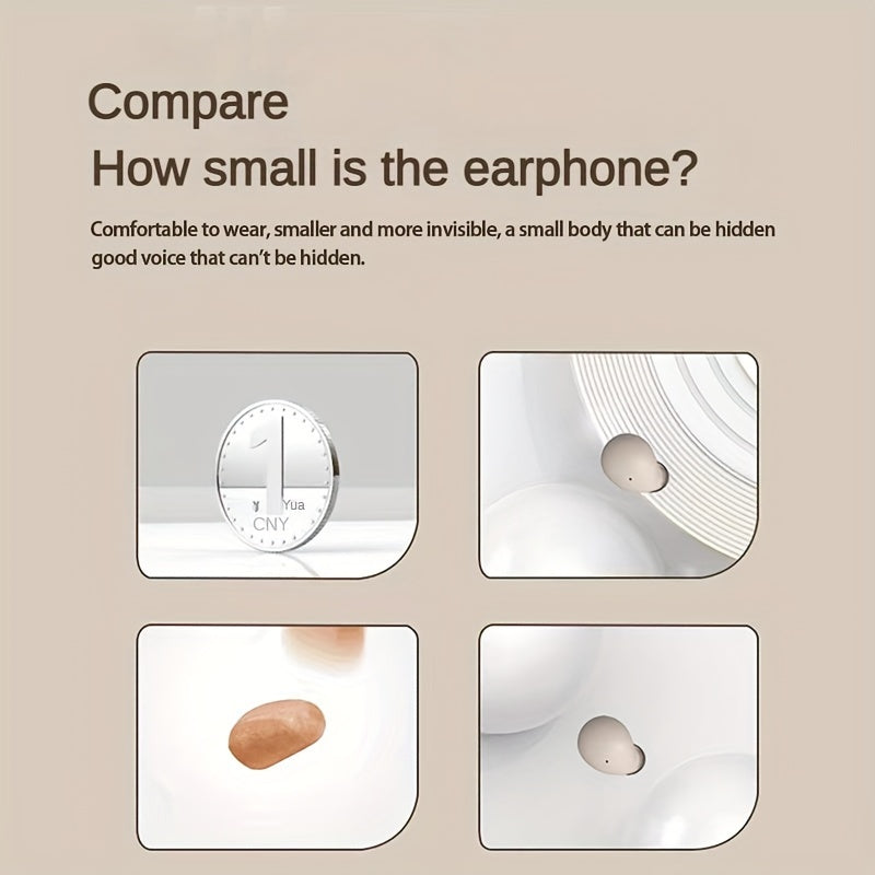 Miniauriculares inalámbricos ultrapequeños: modo de suspensión con dos oídos, estilo intrauditivo TWS, para Android y iPhone, tamaño universal 