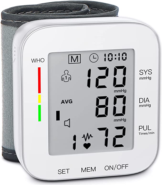 Accurate Wrist Blood Pressure Monitor: Large LCD Display, Adjustable Cuff - 90x2 Sets Memory, Perfect for Home Use