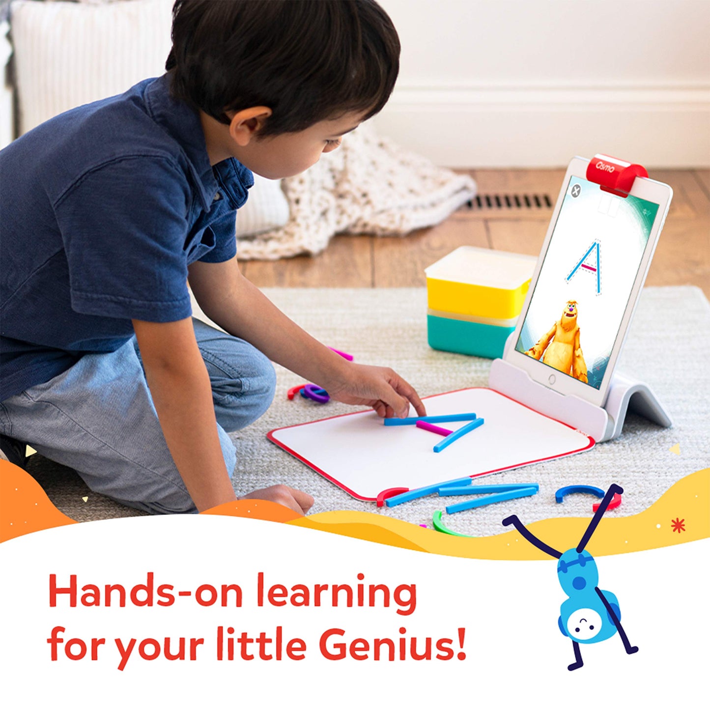 Osmo - Little Genius Starter Kit for iPad & iPhone - 4 Hands-On Learning Games - Ages 3-5 - Problem Solving, Phonics & Creativity (Osmo iPad Base Included), Multicolor