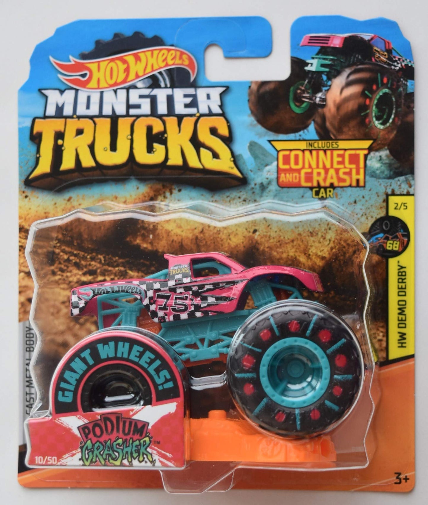Hot Wheels Monster Trucks, 1:64 Scale Toy Truck & 1 Crushable Car (Styles May Vary)