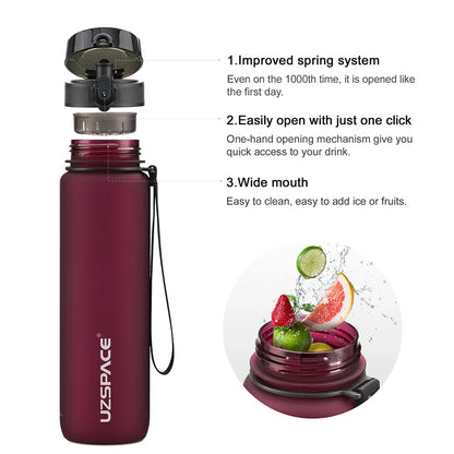 500/800/1000ml Sports Water Bottle BPA Free Portable Leak-proof