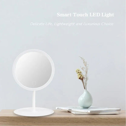 LED Makeup Mirror With Detachable/Storage Base and Three Modes W/USB Cable