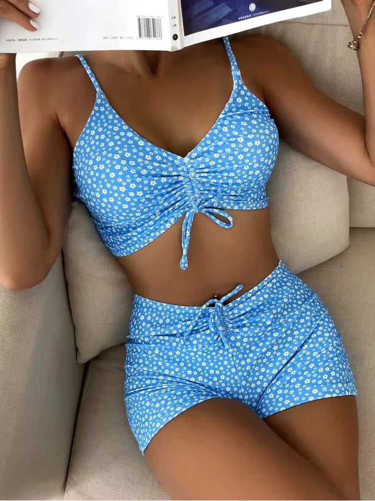 High Waisted Boxer Bikini Set Different Prints