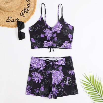 High Waisted Boxer Bikini Set Different Prints