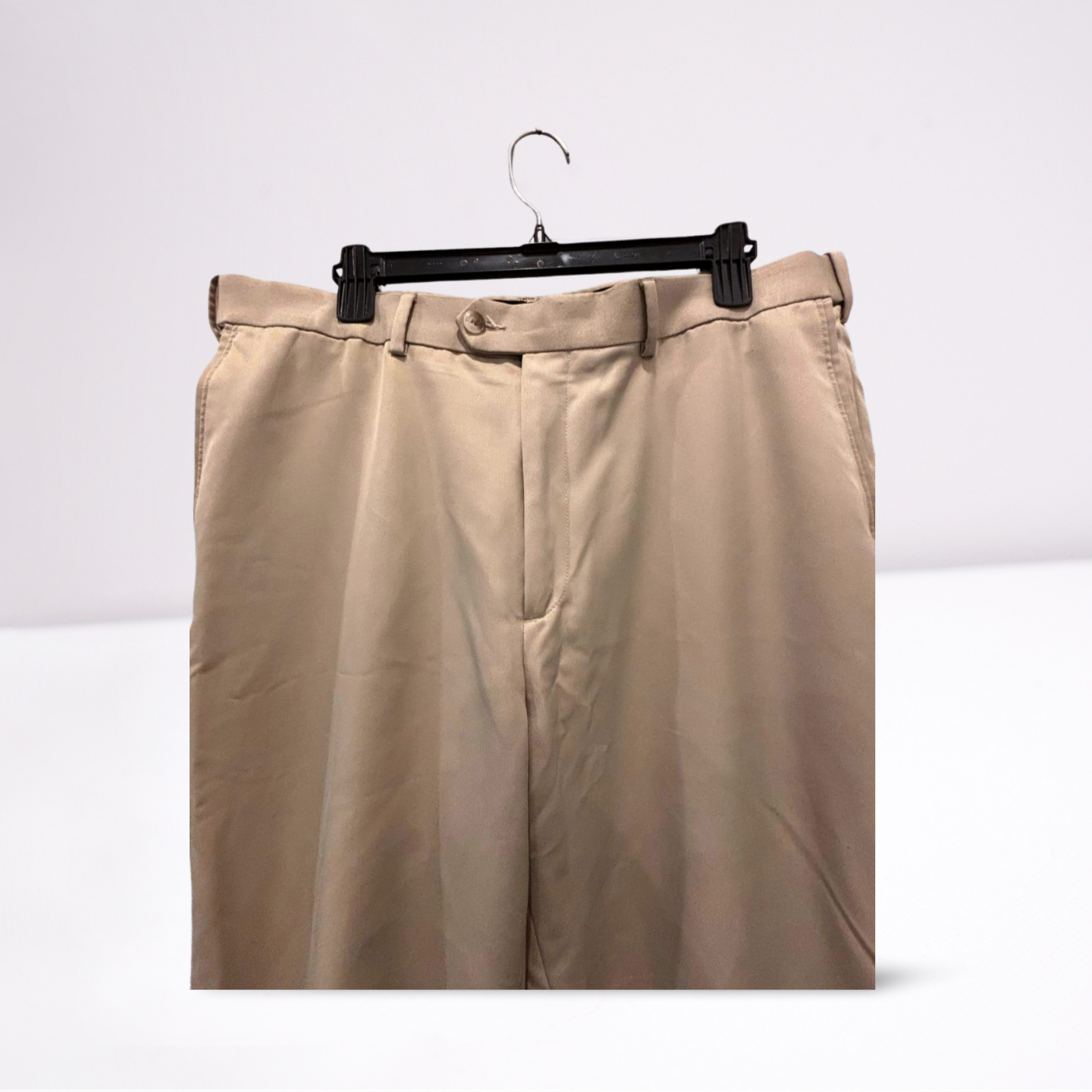 Roundtree & Yorke Men's Khaki Classic Fit Pants, 100% Polyester, Size 38x30