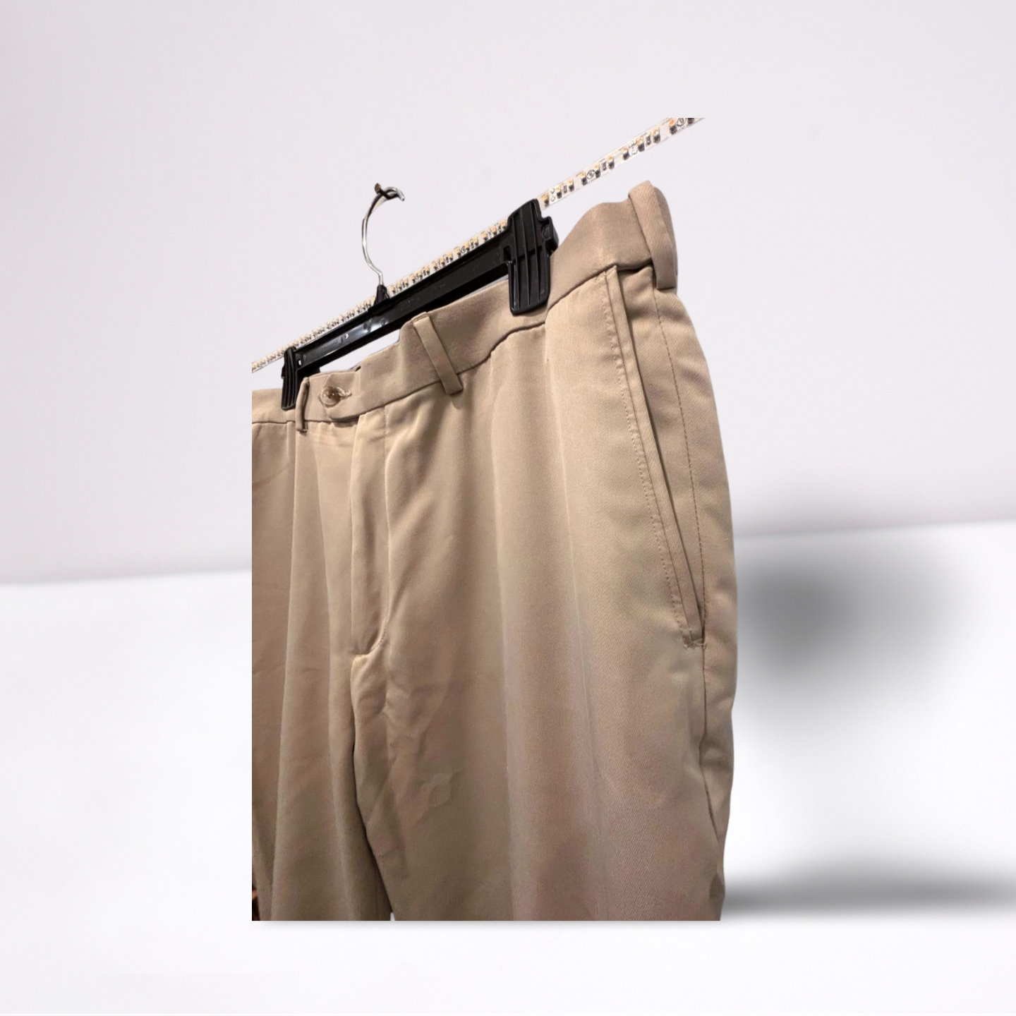 Roundtree & Yorke Men's Khaki Classic Fit Pants, 100% Polyester, Size 38x30