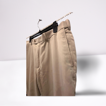 Roundtree & Yorke Men's Khaki Classic Fit Pants, 100% Polyester, Size 38x30