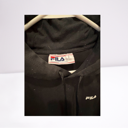 FILA Unisex Hoodie Active Casual Logo Front Black XL