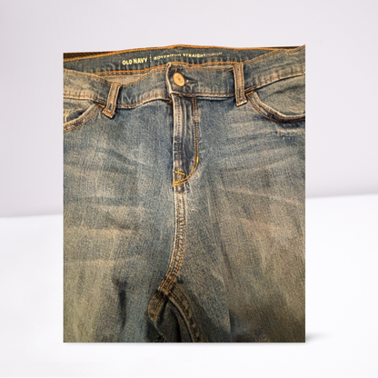 Old Navy Women's Jeans Distressed Medium Wash Boyfriend Straight 14 Regular Blue