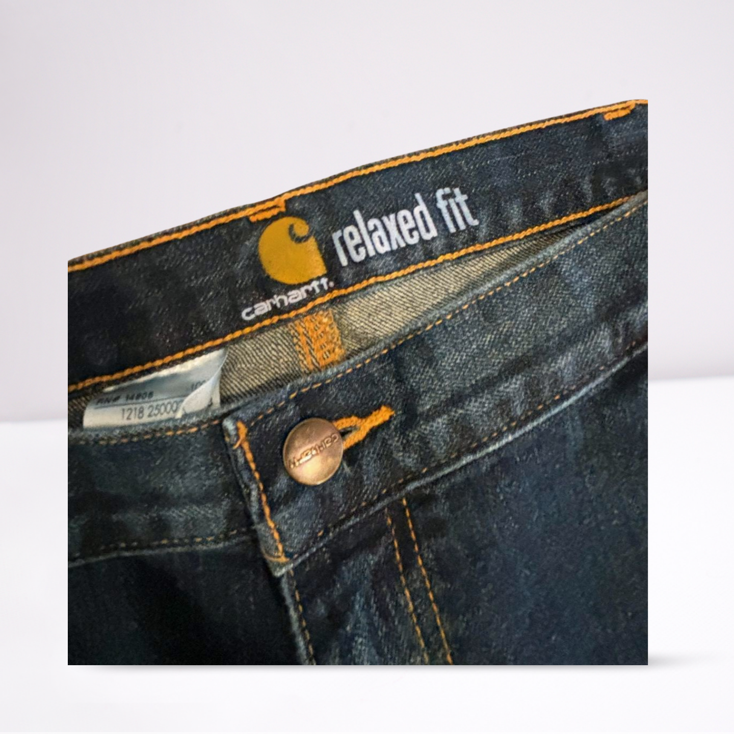 Mens Carhartt Relaxed Fit Dark Wash Work Carpenter Jeans Size 40x30