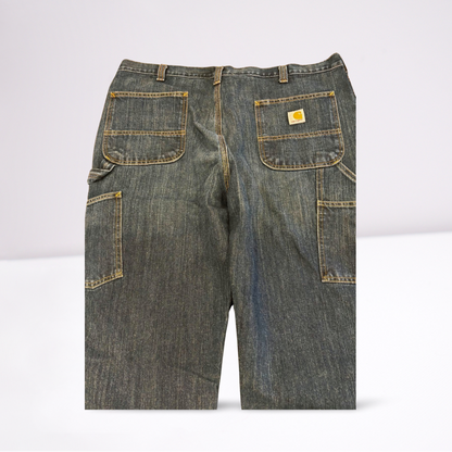 Mens Carhartt Relaxed Fit Dark Wash Work Carpenter Jeans Size 40x30