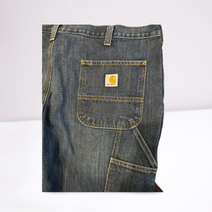 Mens Carhartt Relaxed Fit Dark Wash Work Carpenter Jeans Size 40x30