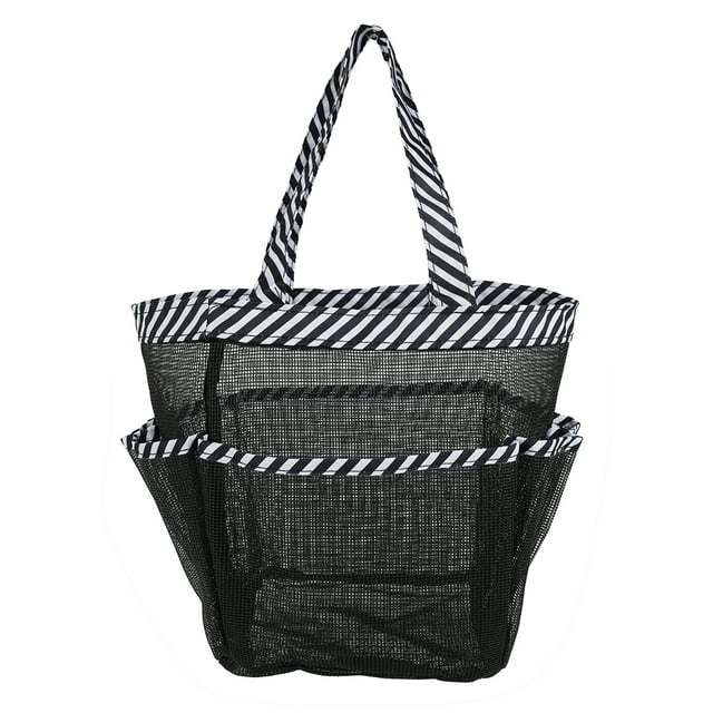 Portable Mesh Shower Caddy Organizer Storage Bag Quick Dry Bask - gray/white