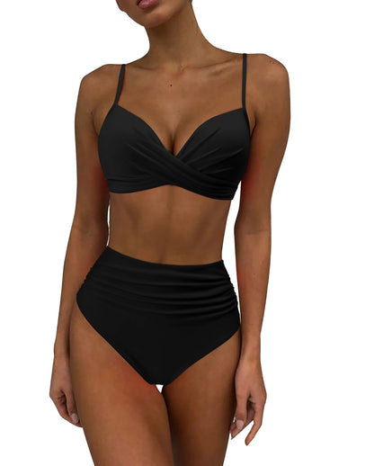 High Waist Bikini Padded Push Up Bikini Set