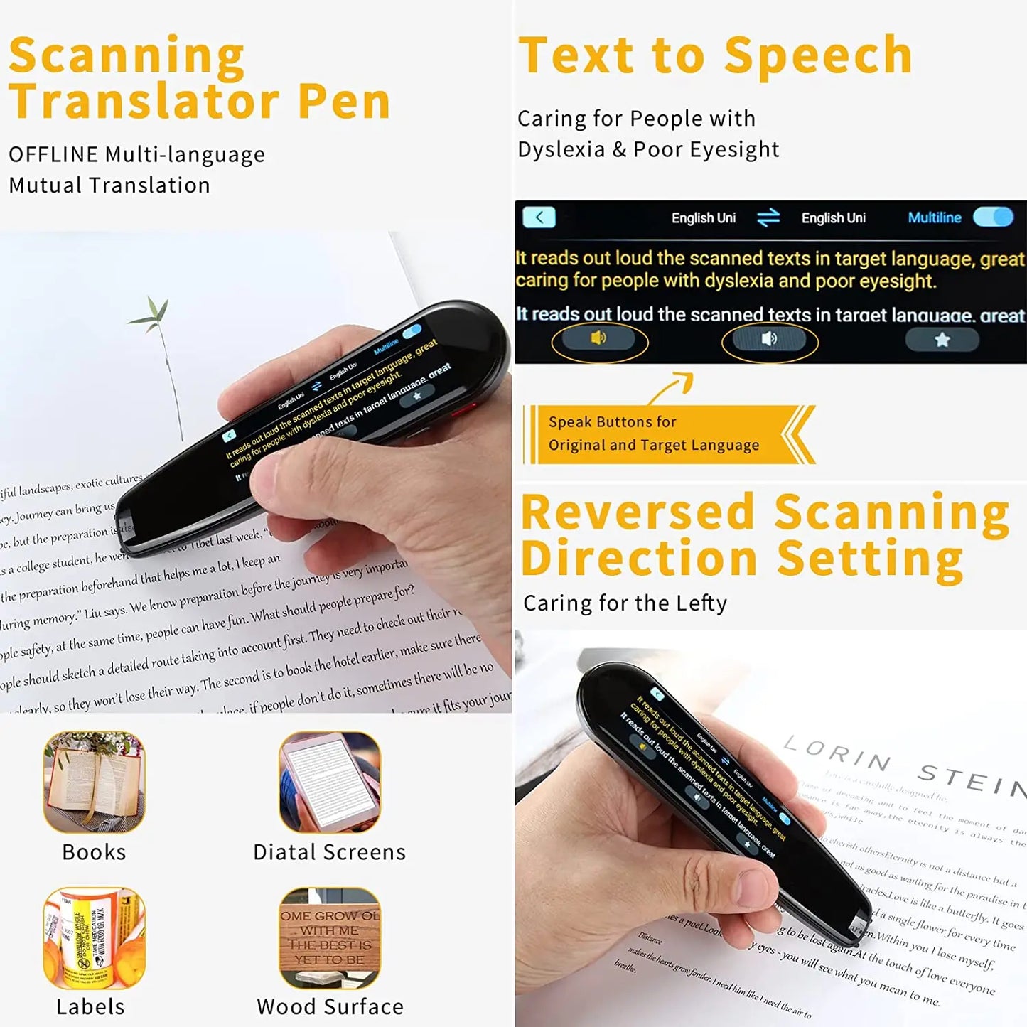 Multifunctional Digital Translation Scanning Smart Pen ~ Voice Translator, Excerpt, Online/Offline use, Highlighting & Translating in Real Time- Multiple Languages