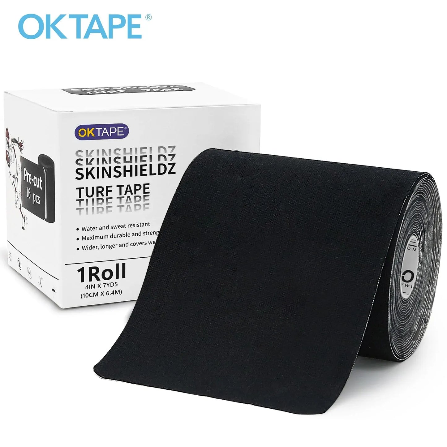 Pre-Cut Turf Tape ~ for Sports Injury Prevention, turf burn, scrapes, abrasions Colors in Black or White