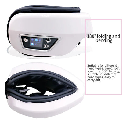 Smart Eye Massager w/ Heat ~ Air Pressure Vibration Compression for Headaches & Relaxation, Bluetooth, Music, Foldable & Portable