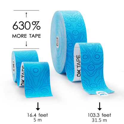 Bulk Roll KT Tape 2" x 34.4 yd~ Latex Free Kinesiology Tape, Sports Performance Enhancing, Orthopedic Injury aid for leg, arm, back, foot, ankle, shoulder, wrist, hand, finger