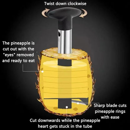 Ergonomic Pineapple Slicer Peeler/Cutter ~ Easy-Use Pineapple Extraction Spiral Cut