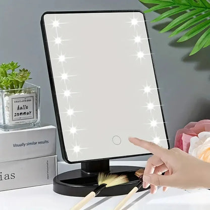 USB Powered Vanity Mirror With LED Lights and 360 Degree Rotation