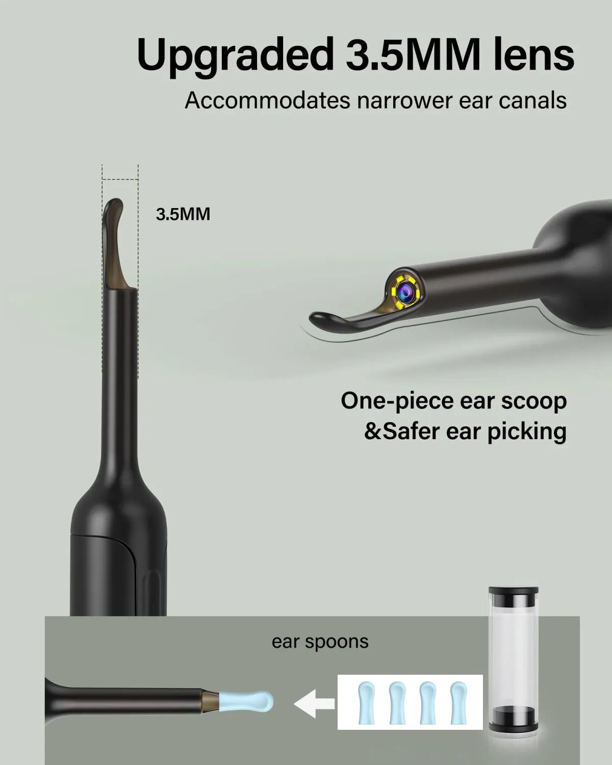 Smart Ear Cleaner Bebird X0 Wax Remover Tool ~ Otoscope 1080P HD Earpick w/ Accessories Black White