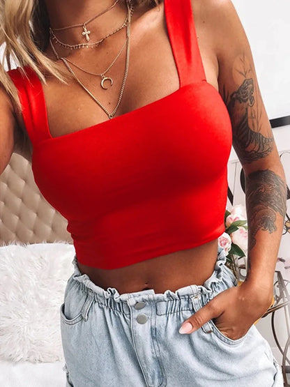 Sleeveless Casual Comfortable White Summer Cropped Tank Top