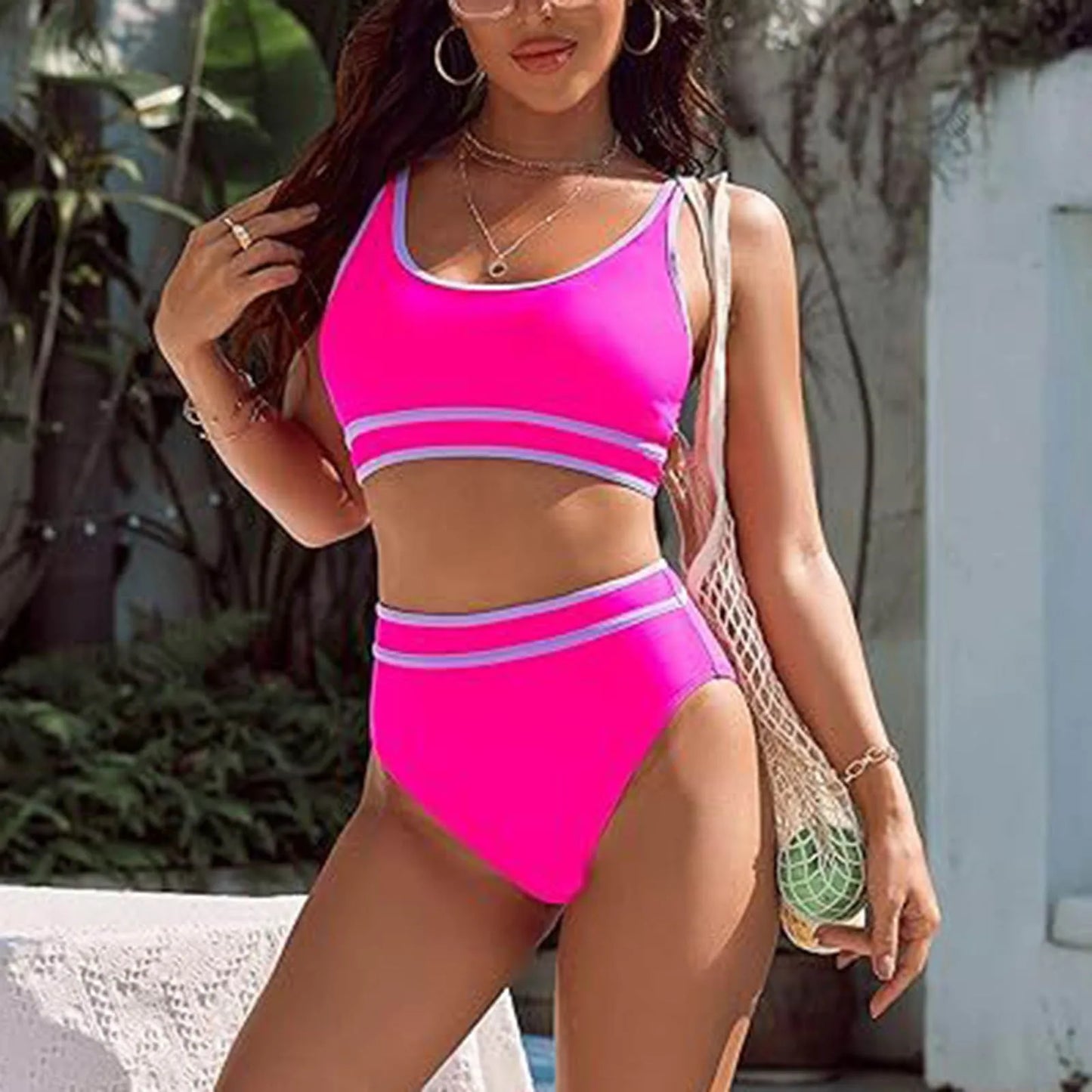 High Waist Two Piece Tankini Swimsuit