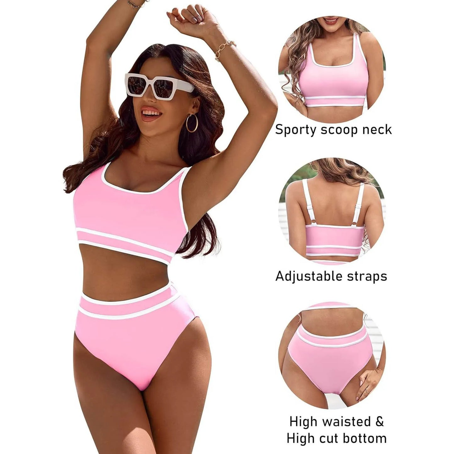 High Waist Two Piece Tankini Swimsuit