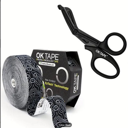 Bulk Roll KT Tape & Scissors Set ~ Latex Free Kinesiology Tape, Sports Performance Enhancing, Orthopedic Injury aid for leg, arm, back, foot, ankle, shoulder, wrist, hand, finger