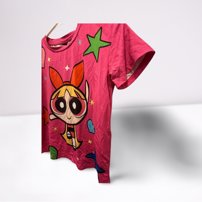 Graphic T-Shirt Powder Puff Girls Theme Blossom Youth 7Y Pink/Multi-Color